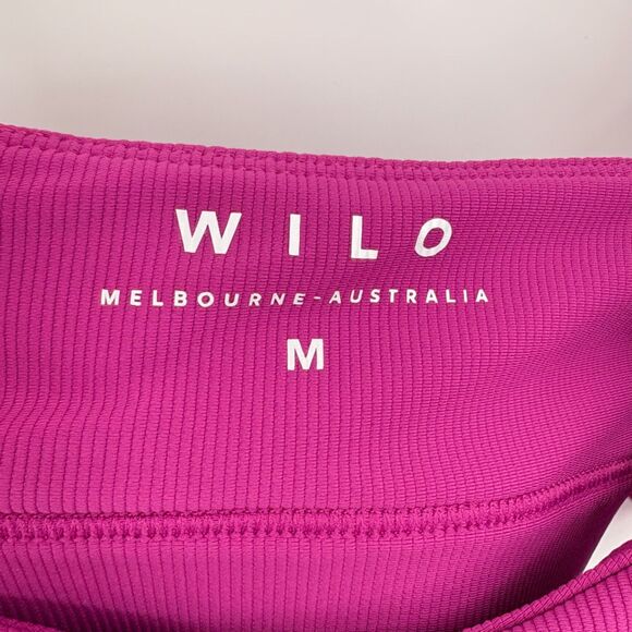 Wilo Ribbed Sports bra, Sz Med, Raspberry Pink Removable Pads Adjustable Workout - Picture 5 of 7